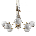 Люстра подвесная с 8-ю шарообразными плафонами из белого стекла с подвесками из камня и кисточками Agatelle варинант исполнения - 1 | Loft Concept в Уфе