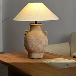 Настольная лампа керамическая с ручками и тканевым абажуром Eastern Tale варинант исполнения - 1 | Loft Concept в Уфе