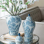Ваза с крышкой и голубым цветочным рисунком на белом фоне Blue & White Ornament варинант исполнения - 5 | Loft Concept в Уфе