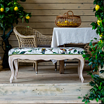 Банкетка из натурального бука золотистая с изображением птиц и цветов Blooming Birds варинант исполнения - 4 | Loft Concept в Уфе