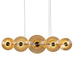 Люстра подвесная светодиодная со стеклянными плафонами янтарного цвета в форме дисков Savio Glass Disc варинант исполнения - 1 | Loft Concept в Уфе