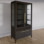 Витрина Primo со стеклянными фасадами и буфетом шпон Темный орех варинант исполнения - 3 | Loft Concept в Уфе