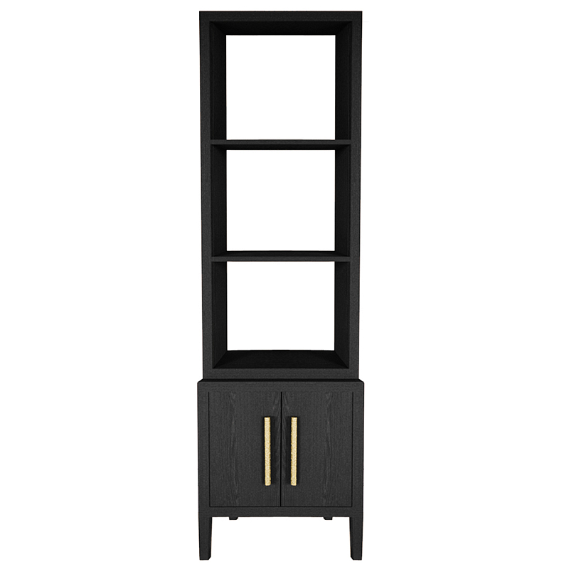 Этажерка Primo с тумбой шпон Черный дуб Черный Золотой в Уфе | Loft Concept 