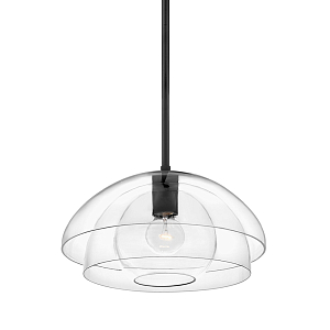 Подвесной светильник с прозрачным двойным стеклянным плафоном в форме купола и внутренней сферой Hinkley