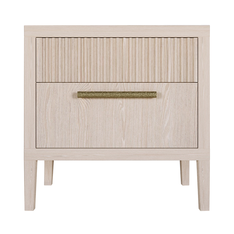 Прикроватная Тумбочка Primo с двумя ящиками Светлый дуб Древесина Золотой в Уфе | Loft Concept 