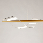 Люстра линейная золотистого цвета с двумя прозрачными волнистыми элементами Wave Line варинант исполнения - 4 | Loft Concept в Уфе