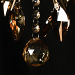 Люстра подвесная круглая с тканевым полупрозрачным абажуром и подвесками 4 лампы Gilded Elegance варинант исполнения - 7 | Loft Concept в Уфе