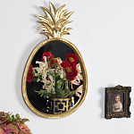 Зеркало овальной формы с золотистой рамкой и декоративной верхушкой в виде ананаса Pineapple Shine  варинант исполнения - 2 | Loft Concept в Уфе