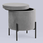 Серый пуф на черных ножках SANJAY варинант исполнения - 2 | Loft Concept в Уфе