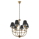 Люстра на металлическом основании бронзового цвета с 6-ю черными конусовидными абажурами Dignity варинант исполнения - 4 | Loft Concept в Уфе