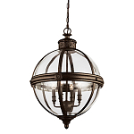 Подвесной светильник бронзового цвета с прозрачным стеклянным плафоном в форме шара в индустриальном стиле на цепи 4 лампы Feiss варинант исполнения - 1 | Loft Concept в Уфе