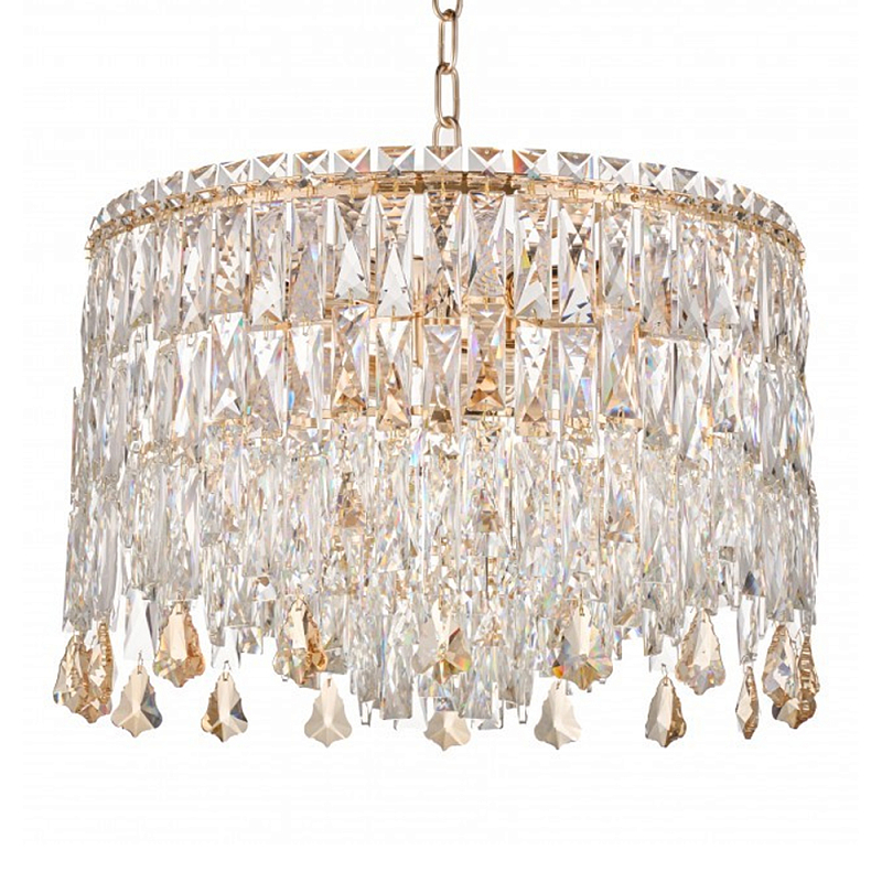 Люстра круглая с хрустальными подвесками на золотистом каркасе Roul Crystal Light Золотой Прозрачный в Уфе | Loft Concept 