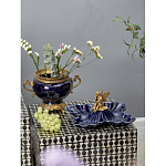 Ваза темно-синяя фарфоровая на бронзовой подставке с ажурным ободком и изогнутыми ручками Eden Garden варинант исполнения - 6 | Loft Concept в Уфе