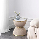 Дизайнерский журнальный стол фактурный с круглой белой столешницей Luler варинант исполнения - 1 | Loft Concept в Уфе