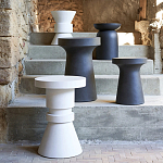 Приставной стол из искусственного камня Chess Black варинант исполнения - 3 | Loft Concept в Уфе