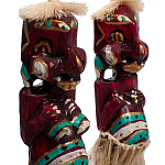 Комплект из 2-х деревянных статуэток Asmat Straw Headdress Statuettes Red Turquoise Tattoo варинант исполнения - 3 | Loft Concept в Уфе