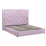 Кровать двуспальная фиолетовая с основанием из массива дерева с мягким изголовьем Velour Beds варинант исполнения - 1 | Loft Concept в Уфе