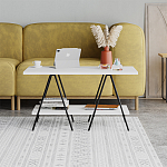 Стол журнальный с белой прямоугольной столешницей и полкой ESSEL WHITE варинант исполнения - 1 | Loft Concept в Уфе