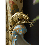 Чаша голубого цвета с оранментом и и бронзовыми фигурами леопардов Eden Garden варинант исполнения - 7 | Loft Concept в Уфе