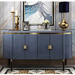 Дизайнерский комод синий глянцевый с золотыми ручками на 4-х дверцах Martin варинант исполнения - 2 | Loft Concept в Уфе