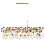 Люстра линейная с подвесками в форме монеток и золотистыми круглыми элементами из металла в виде лепестков FAIRYTREE Light варинант исполнения - 3 | Loft Concept в Уфе