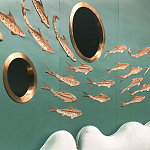 Обои с вышивкой ручной работы Deco Fish Original colourway варинант исполнения - 3 | Loft Concept в Уфе