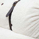 Двухместный диван без подлокотников белый с обивкой букле и ремешками из кожи Blaise Boucle Sofa варинант исполнения - 5 | Loft Concept в Уфе