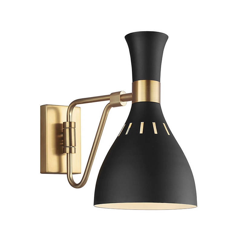 Бра с плафоном в форме песочных часов с узкими перфорированными отверстиями Feiss Черный Белый Латунь в Уфе | Loft Concept 