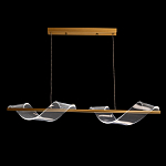 Люстра линейная золотистого цвета с двумя прозрачными волнистыми элементами Wave Line варинант исполнения - 3 | Loft Concept в Уфе