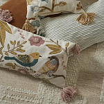 Чехол на подушку с кисточками и вышивкой птиц Ethnic mix Birds Rect варинант исполнения - 6 | Loft Concept в Уфе