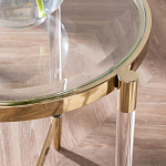 Золотой приставной столик с круглой стеклянной столешницей Weightless Table варинант исполнения - 7 | Loft Concept в Уфе