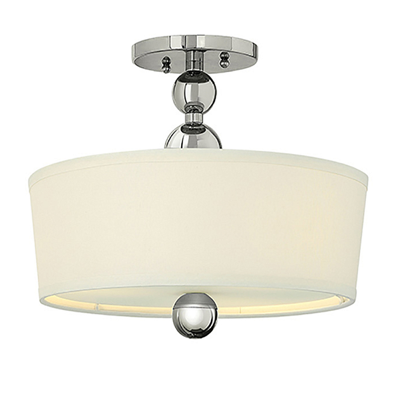 Потолочный светильник с белым цилиндрическим плафоном и шарообразными деталями Hinkley Никель Бежевый в Уфе | Loft Concept 