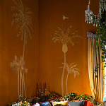 Обои с вышивкой ручной работы Deco Palms Original colourway on velvet 2 варинант исполнения - 1 | Loft Concept в Уфе