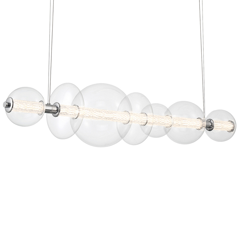 Подвесной светильник линейный с прозрачными стеклянными шарами разного диаметра Eurofase Прозрачное Стекло Золотой Хром в Уфе | Loft Concept 