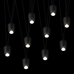 Подвесной светильник черными плафонами на длинных пересекающихся тросах Construction варинант исполнения - 10 | Loft Concept в Уфе