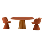 Обеденный стол оранжевый с тонкой столешницей и основанием в виде конуса Viola варинант исполнения - 2 | Loft Concept в Уфе