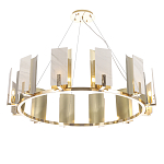 Люстра подвесная круглая с прямоугольными мраморными и золотистыми панелями на металлическом каркасе Диаметр 118 см Marble square Chandelier варинант исполнения - 3 | Loft Concept в Уфе