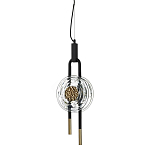 Подвесной светильник черного цвета с прозрачным стеклянным плафоном и золотистой центральной вставкой Virelia  варинант исполнения - 1 | Loft Concept в Уфе