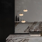 Подвесной светильник с плафоном в виде эллипса из белого алебастра Cryptocrystalline Stone варинант исполнения - 6 | Loft Concept в Уфе