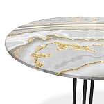 Стол журнальный с круглой столешницей из стекла Gray and Gold Marble варинант исполнения - 3 | Loft Concept в Уфе