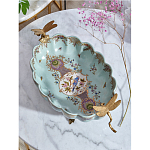 Чаша из голубого фарфора на бронзовых ножках с рисунком цветов и фигурками стрекоз Blue Garden варинант исполнения - 4 | Loft Concept в Уфе