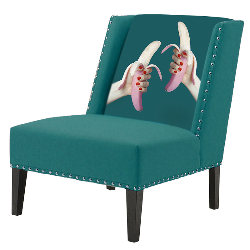 FUN Armchair Two Bananas Turquoise Дизайнерское кресло с цветным принтом Бирюзовый в Уфе | Loft Concept 