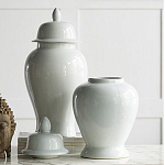 Ваза белая с крышкой однотонная Chinoiserie Ceramics варинант исполнения - 3 | Loft Concept в Уфе