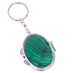 Зеркало брелок карманное двухстороннее из натурального камня Малахит Stone Mirrors варинант исполнения - 1 | Loft Concept в Уфе