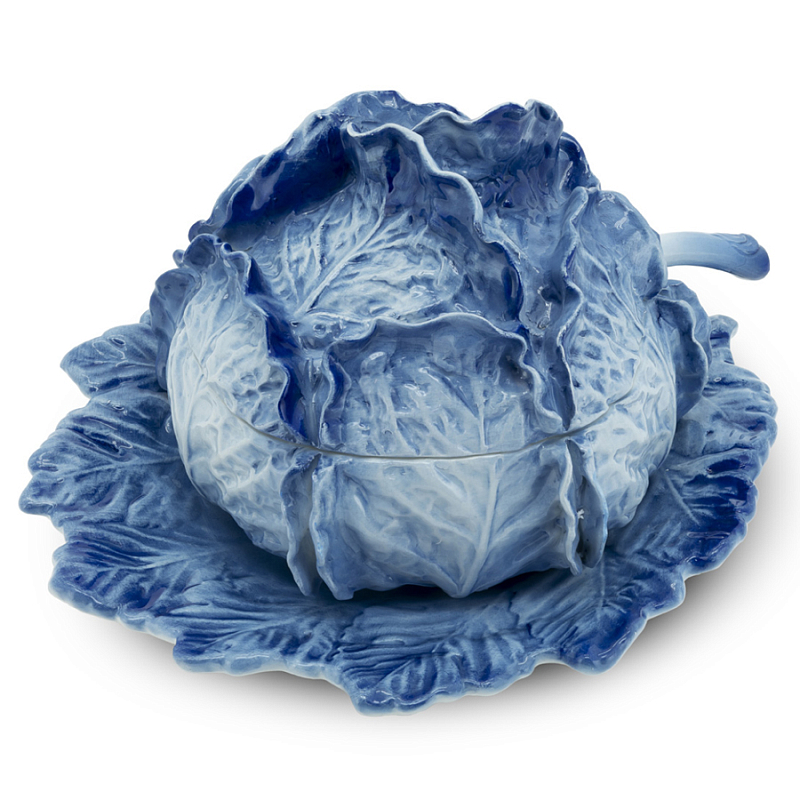 Супница SOUP BOWL CABBAGE W/PLATE D25 Blue Сапфирово-синий в Уфе | Loft Concept 