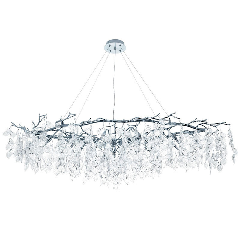 Люстра с хрустальными подвесками в виде листьев Fairytree Leaves Linear Silver Chandelier Серебряный Прозрачный Люстра с хрустальными подвесками в виде листьев Fairytree Leaves Linear Silver Chandelier Серебряный Прозрачный в Уфе | Loft Concept