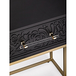 Приставной столик с резным узором на выдвижном ящике Black Table Carved Pattern варинант исполнения - 2 | Loft Concept в Уфе