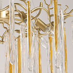 Люстра подвесная золотого цвета с разветвленными ветвями и прозрачными стеклянными подвесками Droplet Chandelier варинант исполнения - 4 | Loft Concept в Уфе