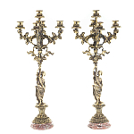 Подсвечники из бронзы на 10 свечей на подставке из камня креноид Stone Candlestick варинант исполнения - 1 | Loft Concept в Уфе