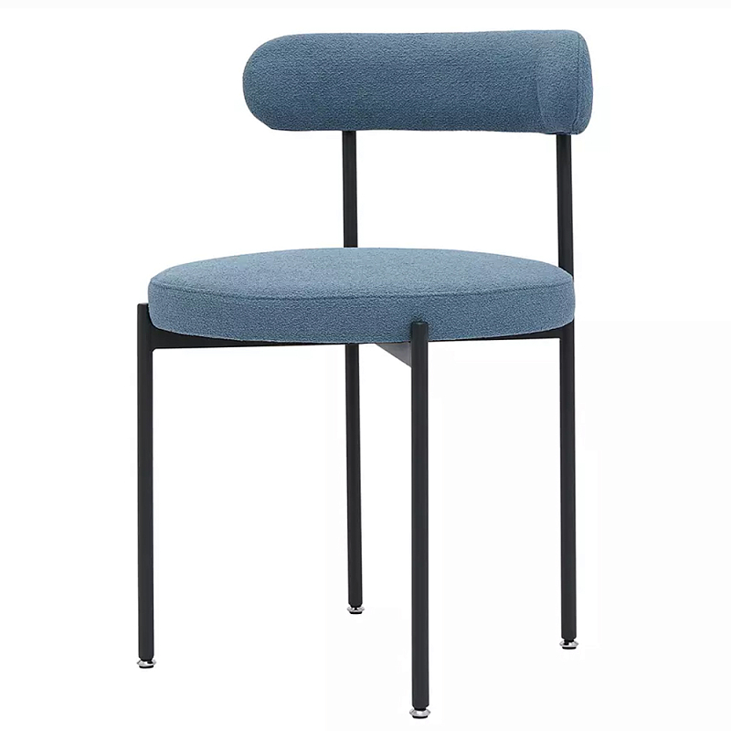 Стул с мягкой закругленной спинкой и сиденьем Alfie Chair Boucle Белый Синий Серый в Уфе | Loft Concept 